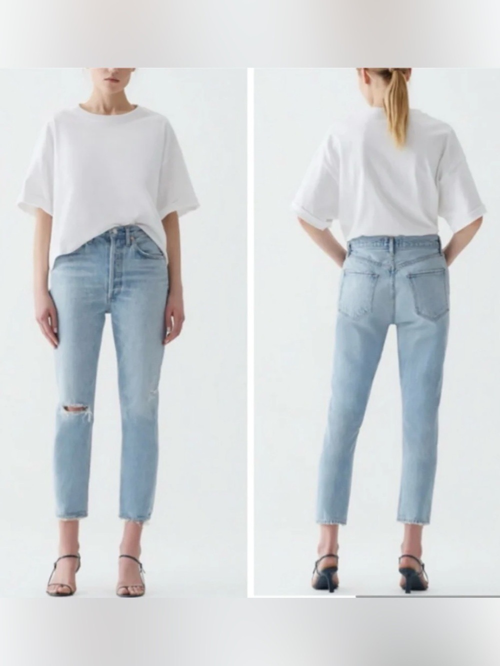 AGOLDE Riley High Rise Straight Crop Jeans Sz 26 Distressed